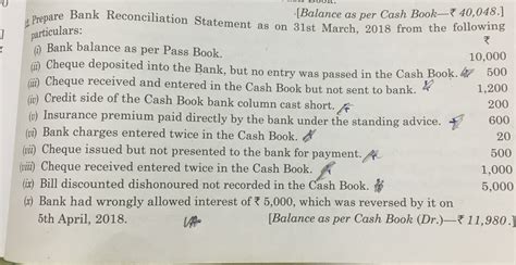 Bank Balance As Per Cash Book Dr Rs 24 450 A Comparison Of Pass Book And Cash Book Revealed