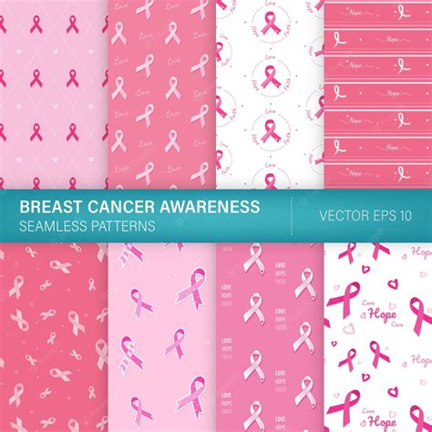 Premium Vector Bundle Set Of Pink Ribbon Seamless Pattern For Breast