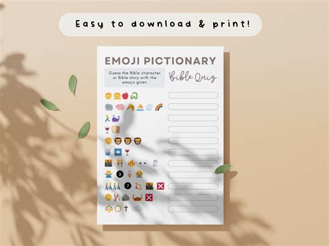 Bible Emoji Pictionary Game Printable Christian Party Icebreaker Church