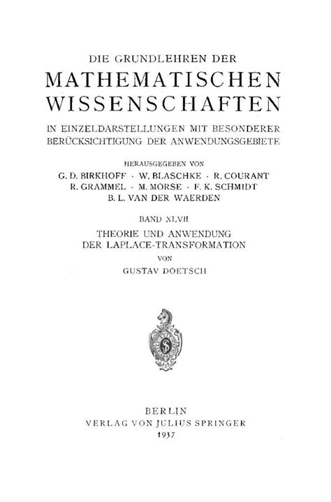 Pdf Theorie Und Anwendung Der Laplace Transformation Dokumen Tips