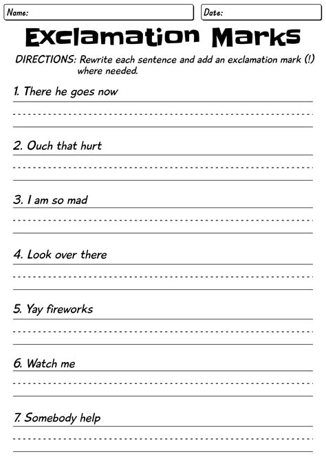 18 Exclamation Worksheets 1st Grade - Free PDF at worksheeto.com