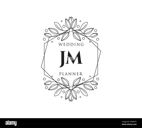 Jm Initials Letter Wedding Monogram Logos Collection Hand Drawn Modern Minimalistic And Floral