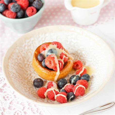 Yorkshire Puddings With Frozen Berries And White Chocolate Sauce Helen