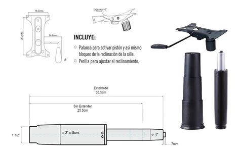 Kit Mecanismo Y Pistón Ejecutivo Cubre Piston Sillon Silla Meses