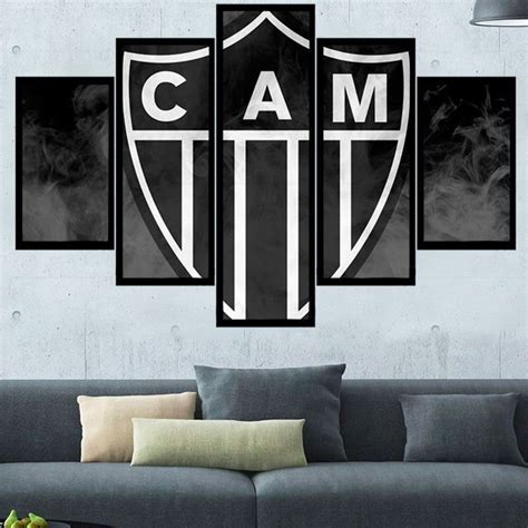 Quadro Decorativo Mosaico 5 Peças Atletico Galo Mineiro Mdf R 149 00