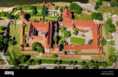 Malbork castle plant, brick gothic, Nogat River, Malbork city, seat of the Grand Master of the ...