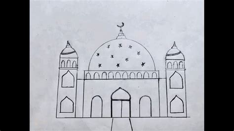 How To Draw Mosque Step By Step Youtube