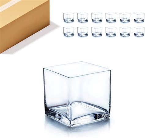 Wgv Cube Glass Vase Bulk Candle Holder 5x5x5 Clear Elegant Floral