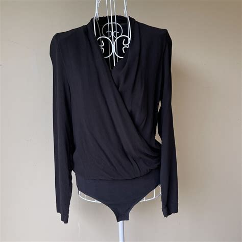 Massimo Dutti Cotton Viscose Long Sleeve Black Bodysuit Size XS EBay