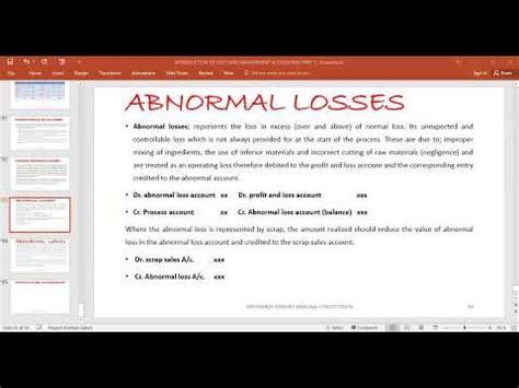 Abnormal Losses In Process Costing Youtube