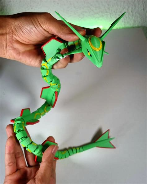 Impressão 3D Rayquaza articulado Dragón Pokemon flexibleCults