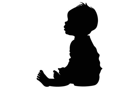 Baby Silhouette Isolated On White Background Silhouette Of Baby Nine