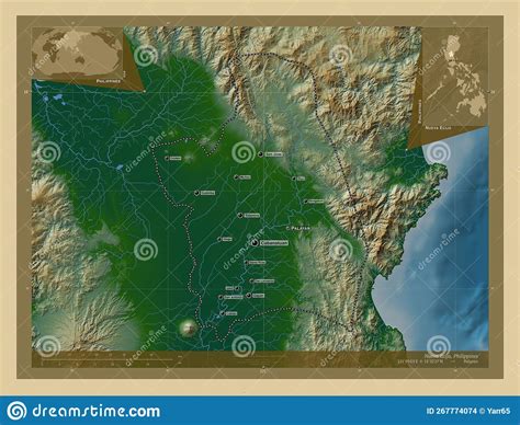 Nueva Ecija, Philippines. Physical. Labelled Points of Cities Stock ...