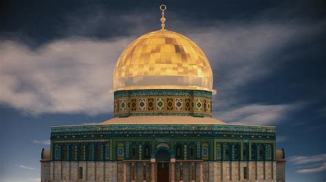 4k Dome Of Rock Mosque Al Quds Orbit Stock Video Envato Elements