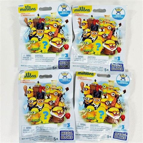 NEW!! MEGA BLOKS MINIONS Mini Figures Series 3 LOT OF 4 BLIND PACKS ...