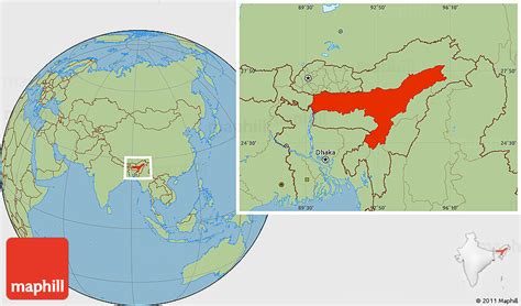 Savanna Style Location Map Of Assam