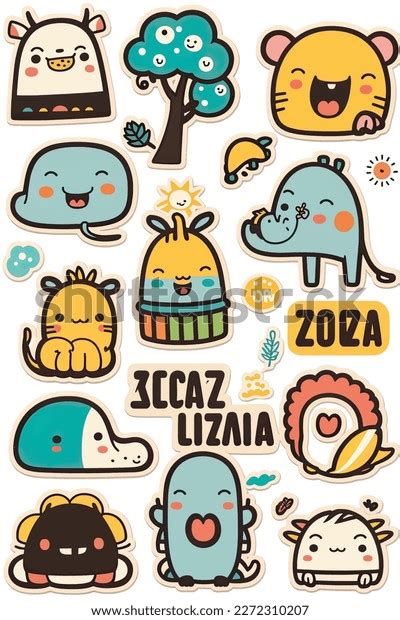 Vector Illustration Cute Animal Stickers Cute Stock Vector (Royalty ...