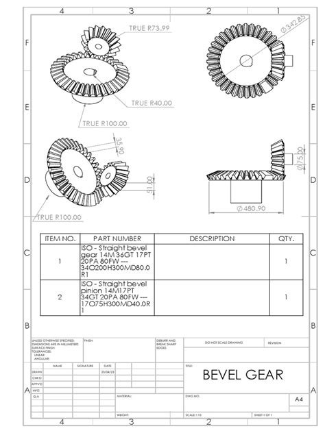 Bevel Gear DRAWING PDF | PDF | Mechanical Engineering