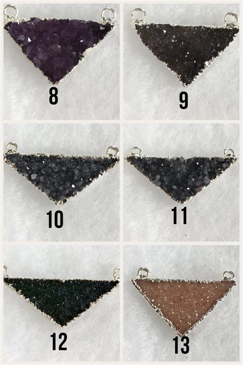 Druzy Necklace Druzy Triangle Necklace Gemstone Necklace Etsy