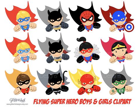 Superhero Clipart / Super Hero Clipart Digital Papers / - Etsy Australia