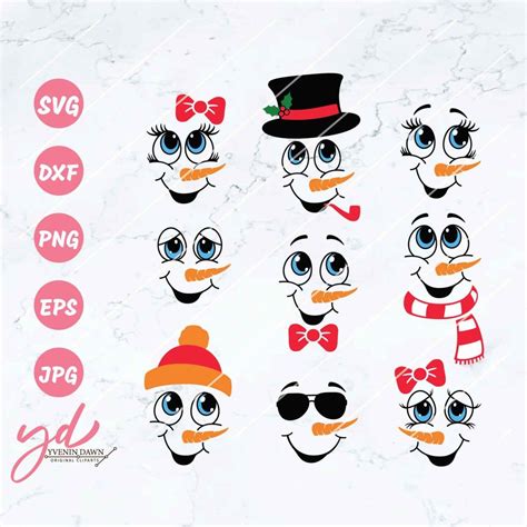 Snowman Svg Snowman Faces Svg Christmas Svg Snowman Girl Svg Winter Svg