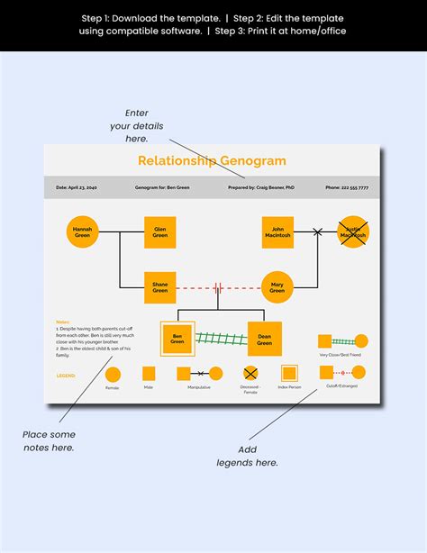 Blank Relationship Genogram Template In Word Indesign Google Docs