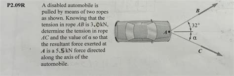 Solved A Disabled Automobile Is Pulled By Means Of Two Ropes Chegg