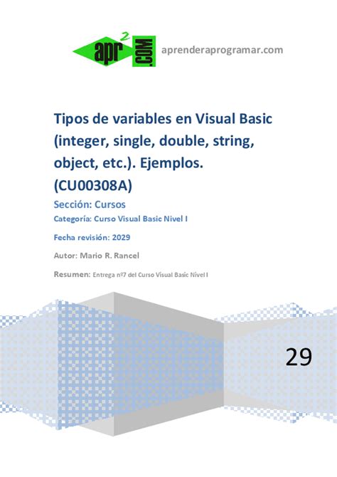 Pdf Variables En Visual Basic Ejemplos Variables Con Visual Basic