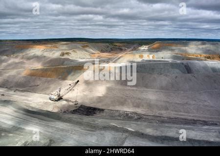 Aerial of Dragline operating in the BMA Blackwater Coal Mine Central Queensland Australia Stock ...