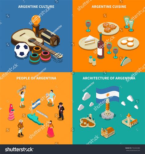 Argentina Culture Traditions National Cuisine Dishes Stock Illustration