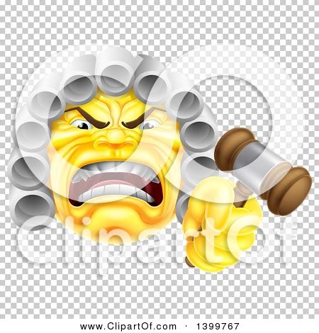 Clipart of a Yellow Angry Judge Holding a Gavel Emoji Emoticon Smiley ...