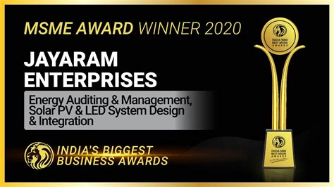 Ms Jayaram Enterprises Winner Of India 5000 Best MSME Awards 2020