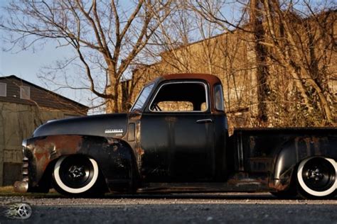 Slammed Chevy Hot Rat Street Rod Patina Pickup Air Ride Bagged C