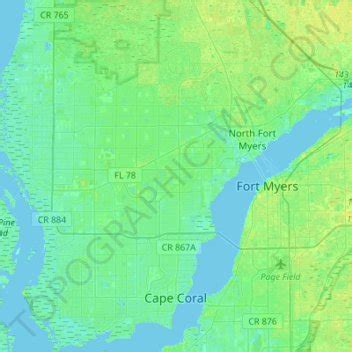 Cape Coral Florida Elevation Map - Denise Guenevere