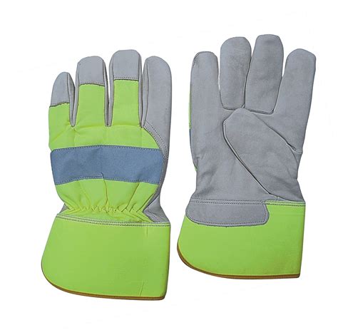 Cow Grain Leather Palm Reflective Knuckle Strap Fully Lined Work Glove