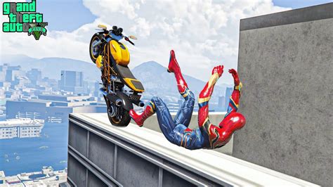 Gta 5 Iron Spiderman Motorcycle Stunts Fails Ragdolls Episode 8 Euphoria Ragdolls Youtube