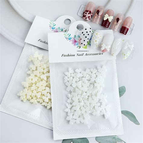 50pcs Nail Art Bow Easy Paste Diy Nail Art Ornament Designs Manicure