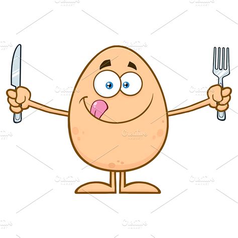 Cute Egg Cartoon Mascot Character Food Illustrations Creative Market