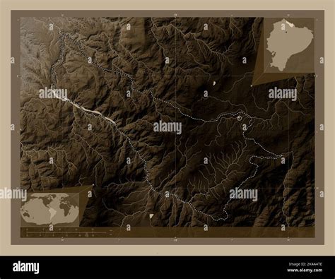 Carchi Province Of Ecuador Elevation Map Colored In Sepia Tones With