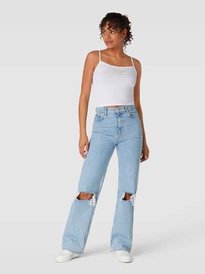 Calvin Klein Jeans Top Met Labelprint Model Strappy In Wit Online