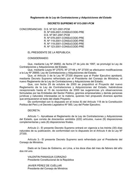 PDF Reglamento de la Ley de Contrataciones y Apruébase el