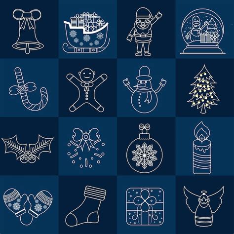 Premium Vector Christmas Line Icons Set