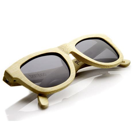 Premium Bamboo Wood Polarized Horned Rim Sunglasses 9121 Case Zerouv