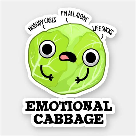 Emotional Cabbage Cute Veggie Pun Sticker Zazzle