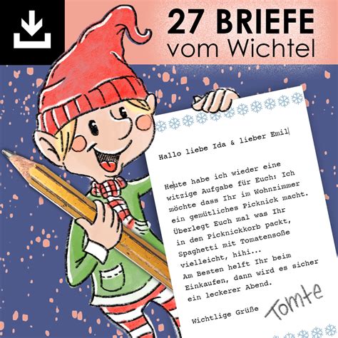 Druckdatei WICHTELPOST 27 Briefe für Wichteltür Wichtel Diy