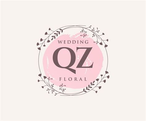 Plantilla De Logotipos De Monograma De Boda Con Letras Iniciales Qz Plantillas Florales Y