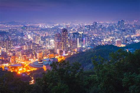 Seoul City at Night, South Korea. Editorial Photography - Image of ...