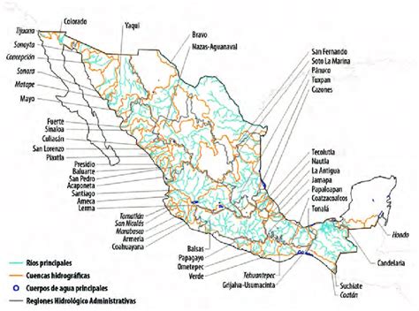 Principales Sistemas Fluviales De M Xico Con Sus Cuencas Hidrol Gicas