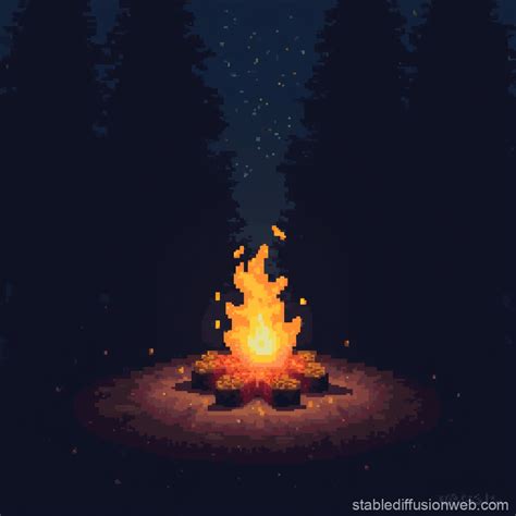 Pixel Art Campfire Scene Stable Diffusion Online