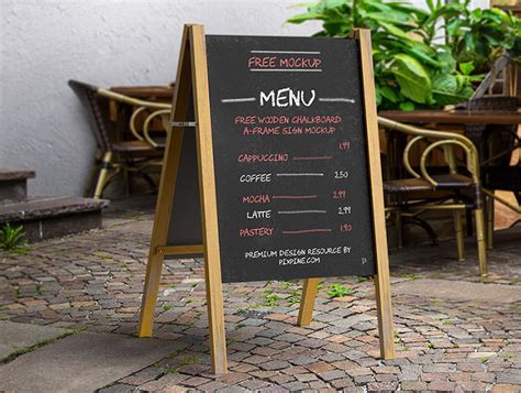 Free Wooden Chalkboard A-Frame Sign Mockup | Oceanmockups